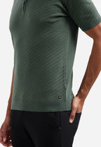 No Excess Jacquard Zip Polo - Dark Green
