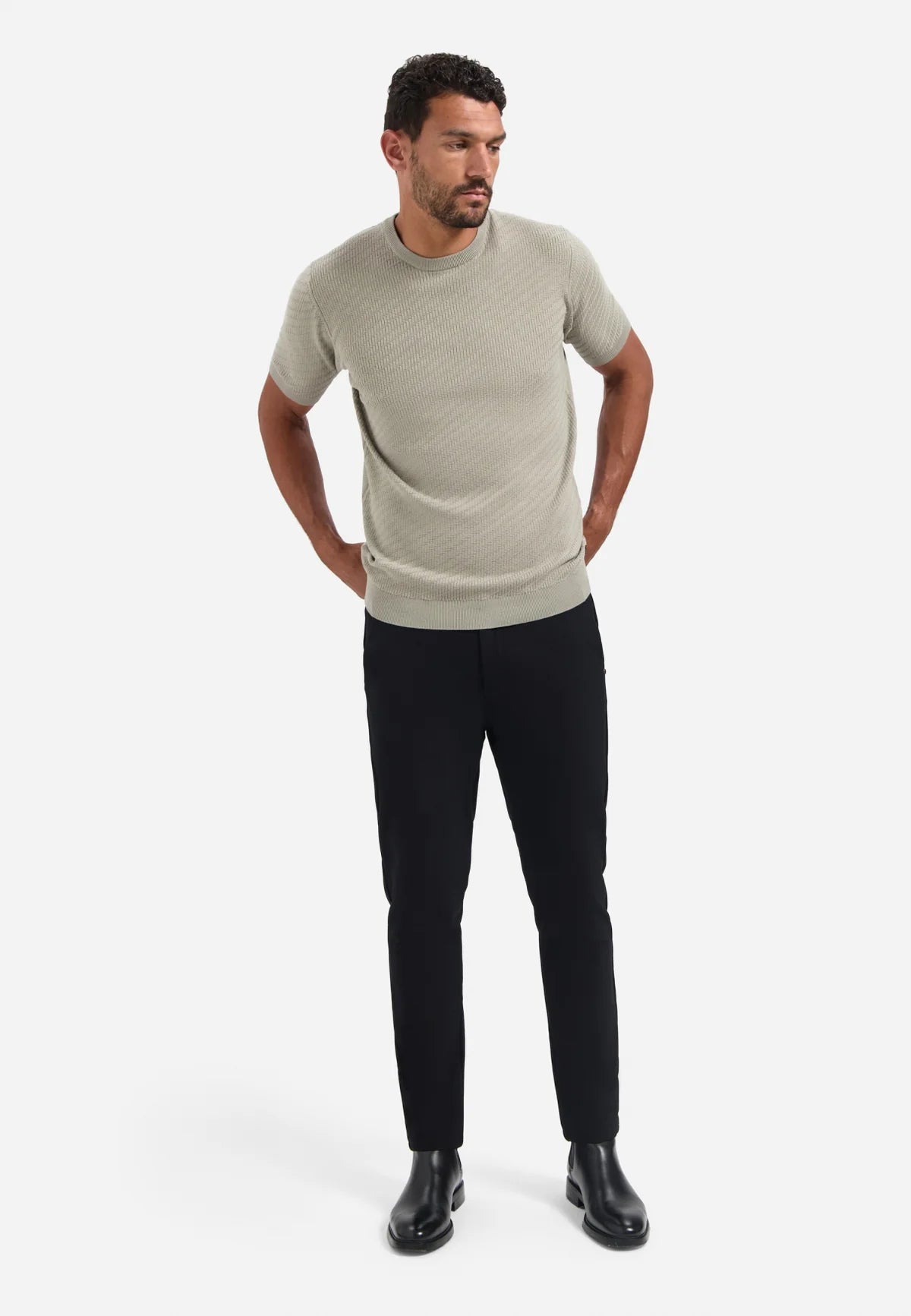 No Excess  Solid Jacquard Tee - Clay