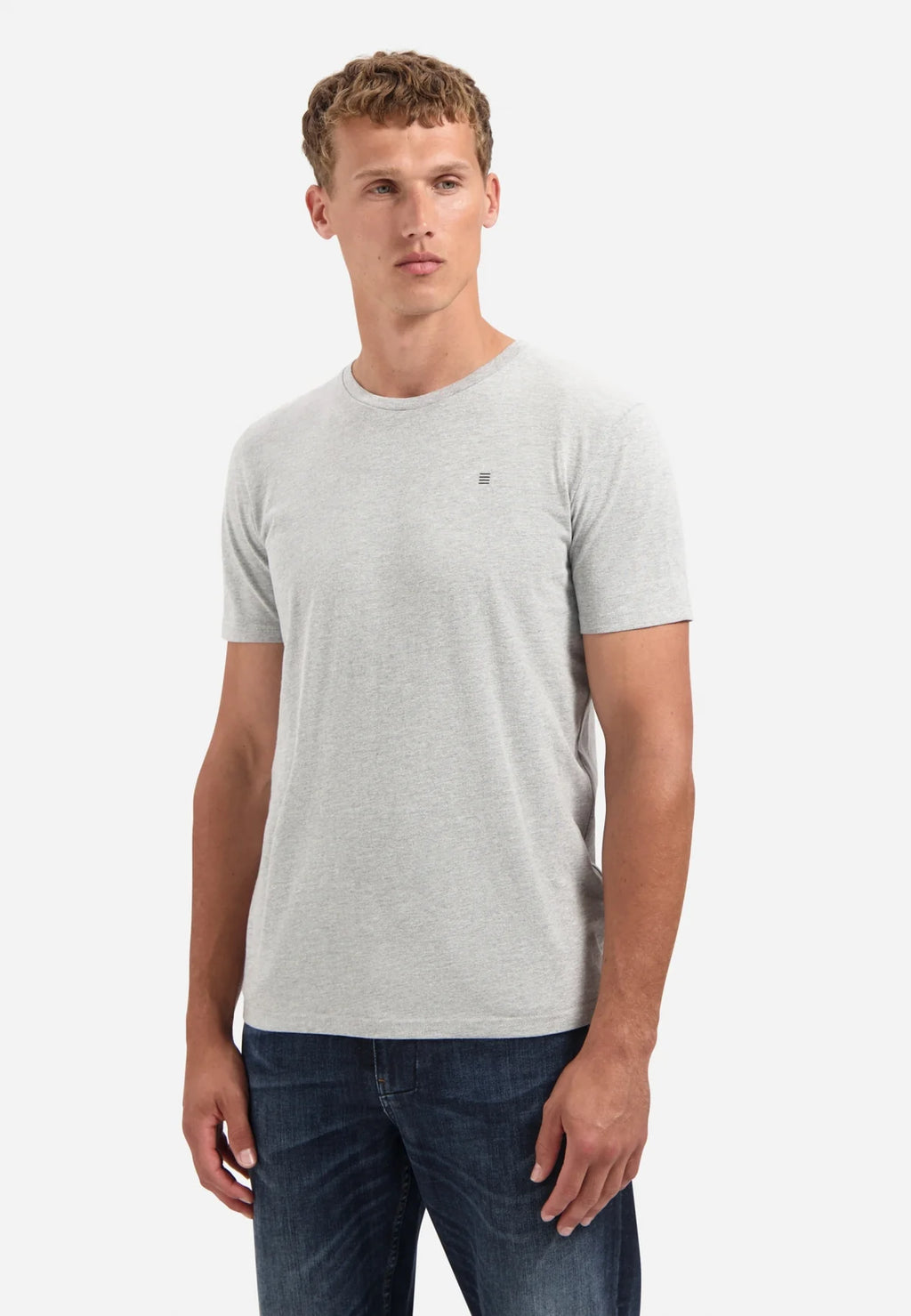No Excess Crew Tee: Basic Plain - Grey Melange