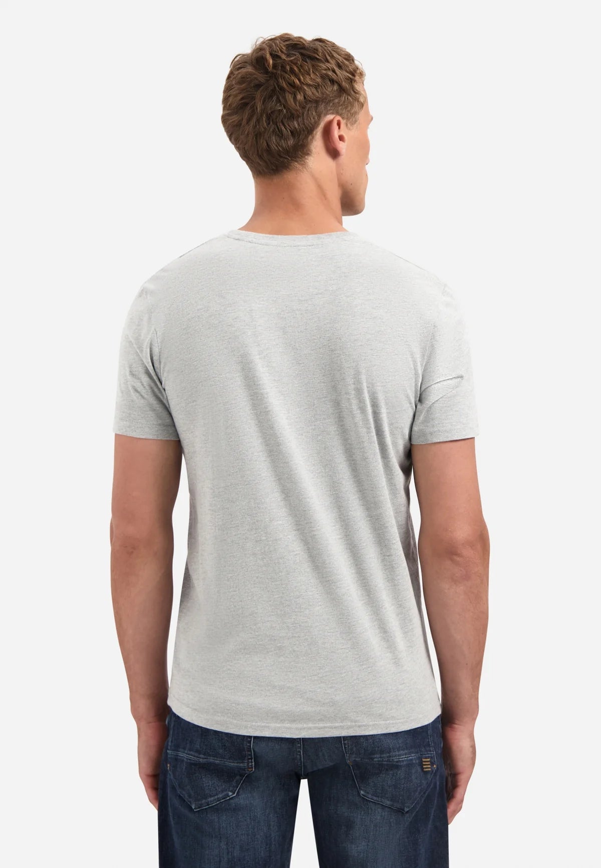 No Excess Crew Tee: Basic Plain - Grey Melange