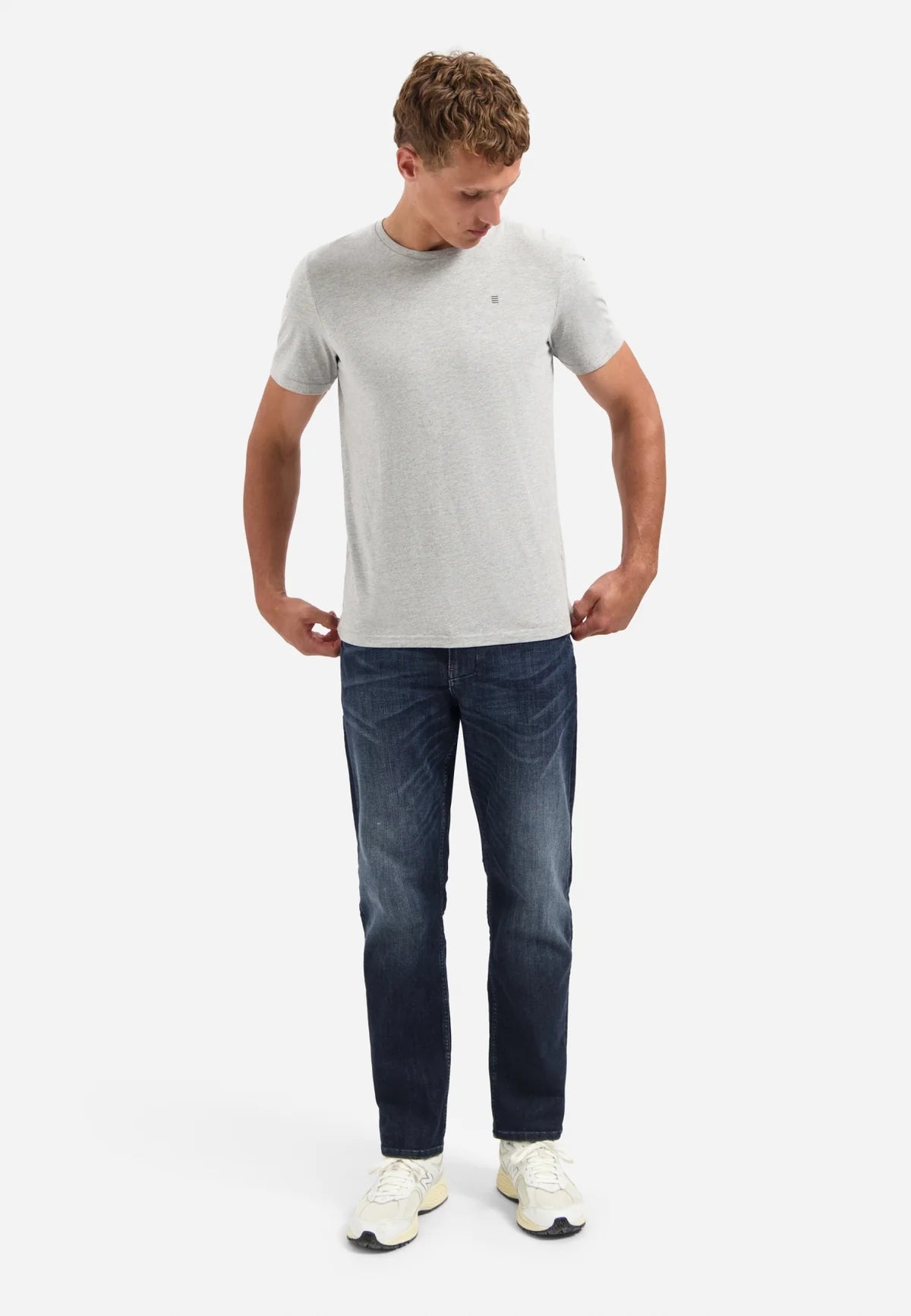No Excess Crew Tee: Basic Plain - Grey Melange