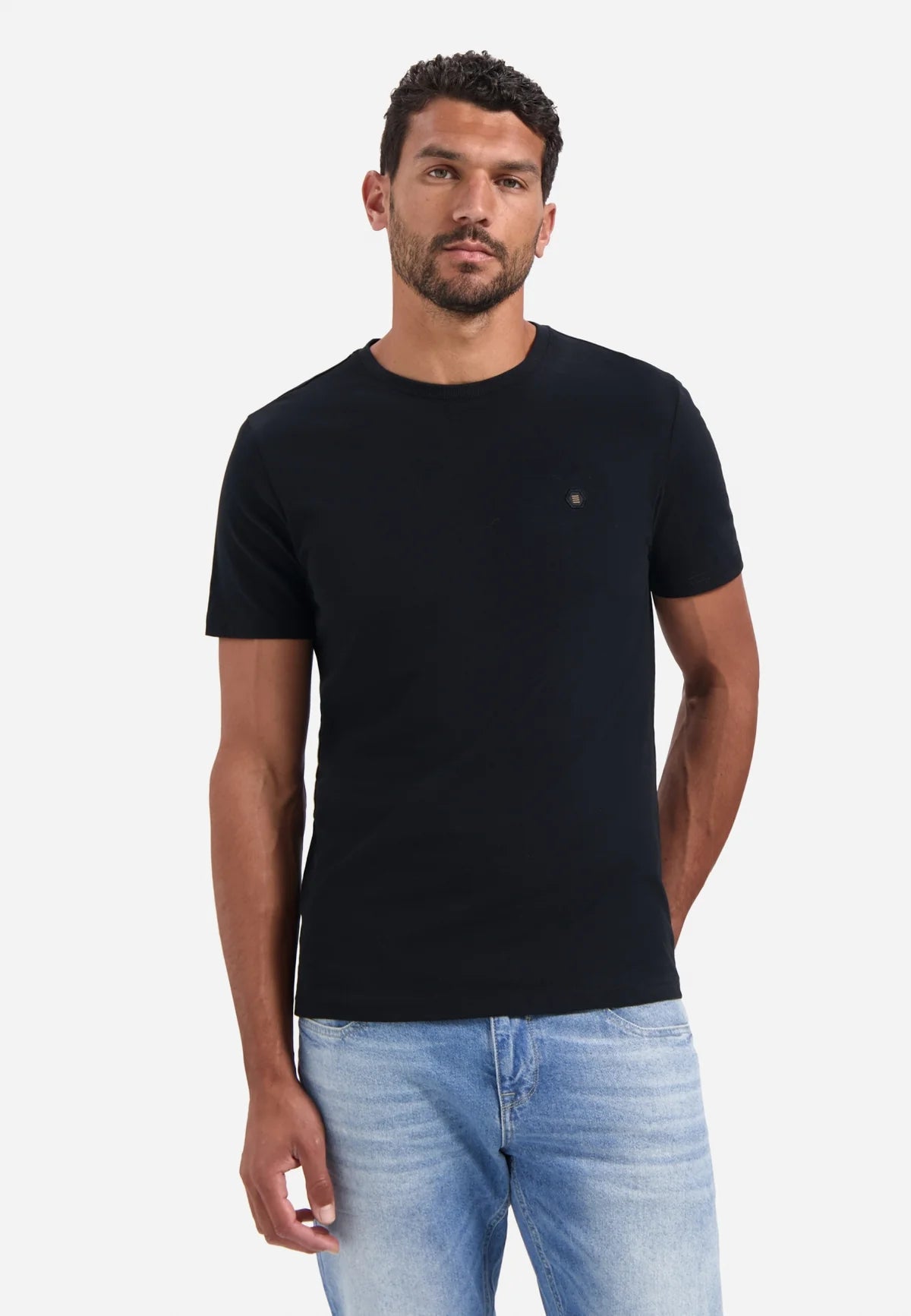 No Excess Crew Tee: Relief Jacquard Blocks - Black