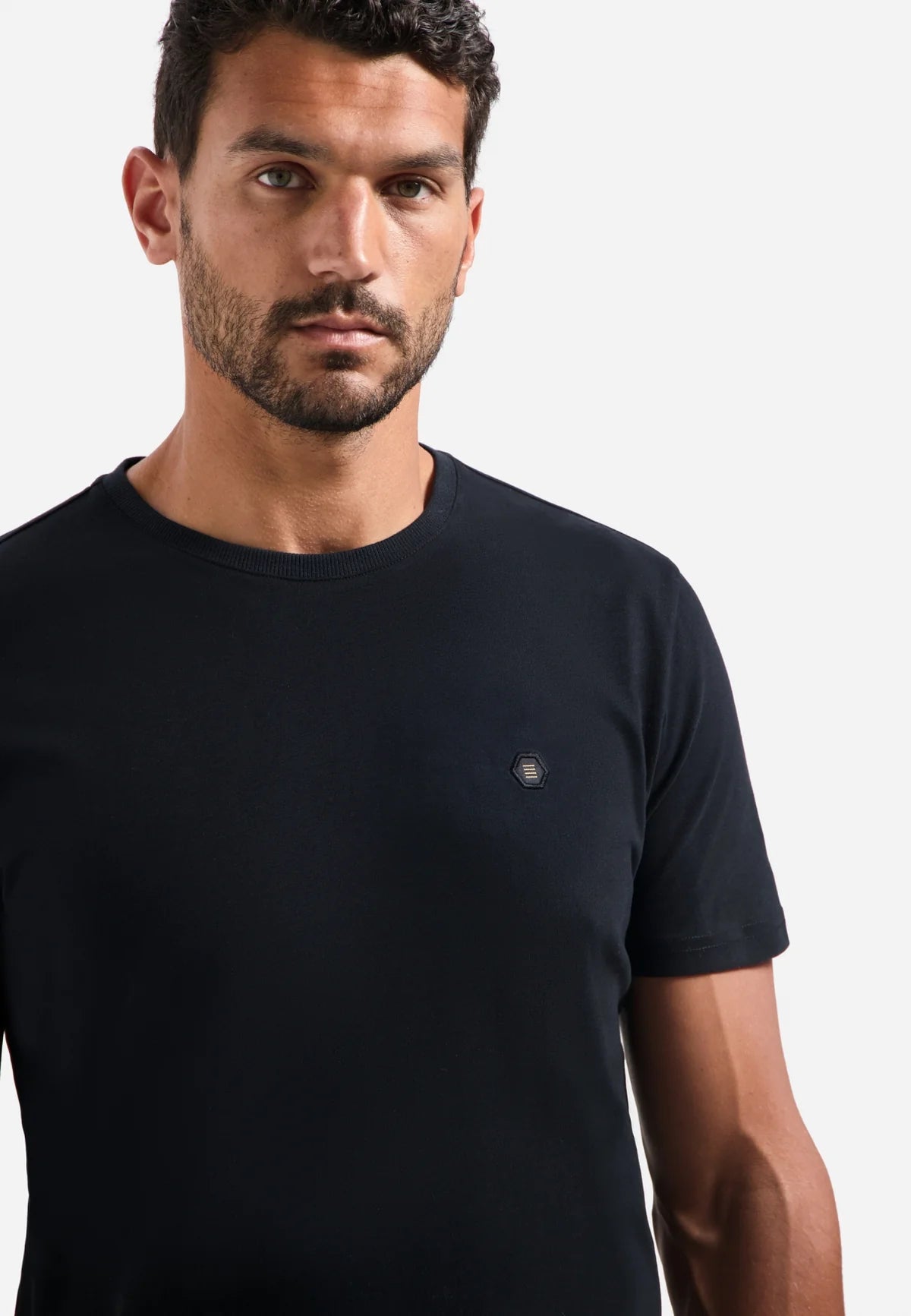No Excess Crew Tee: Relief Jacquard Blocks - Black