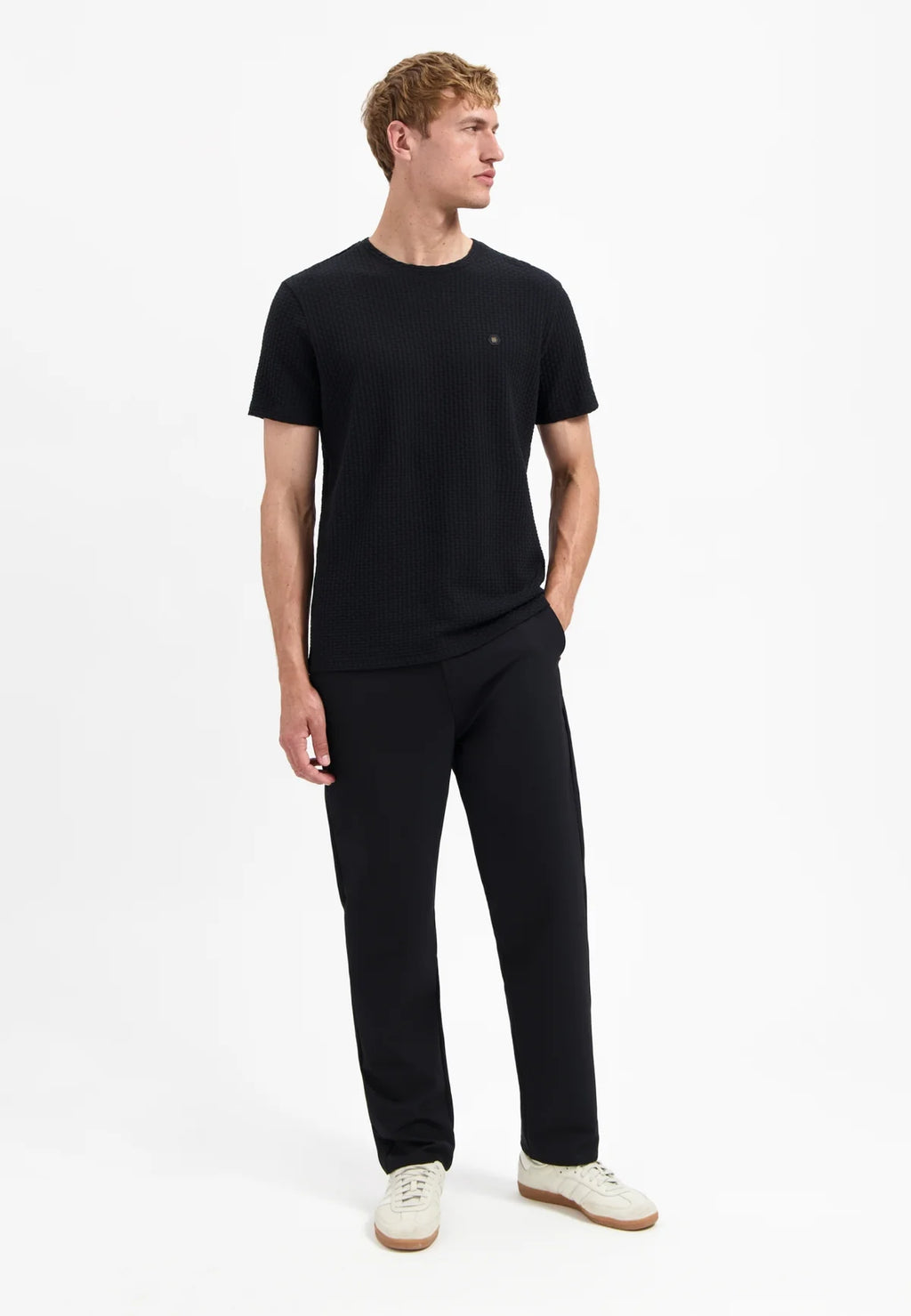 No Excess Crew Tee: Peached - Black