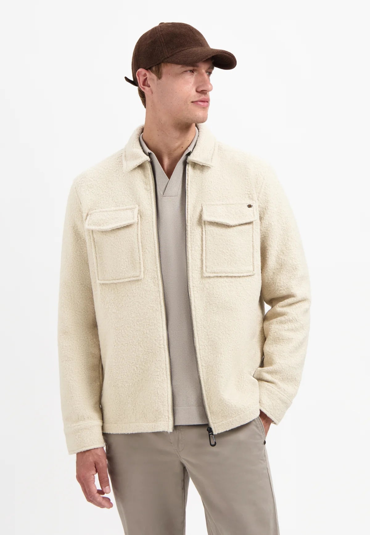 No Excess Full Zip Wool Look Overshirt - Kit