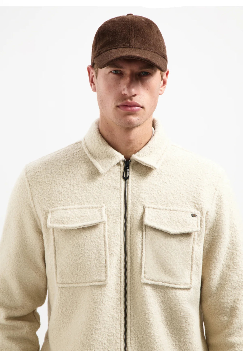 No Excess Full Zip Wool Look Overshirt - Kit