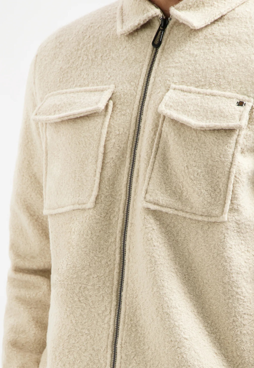 No Excess Full Zip Wool Look Overshirt - Kit
