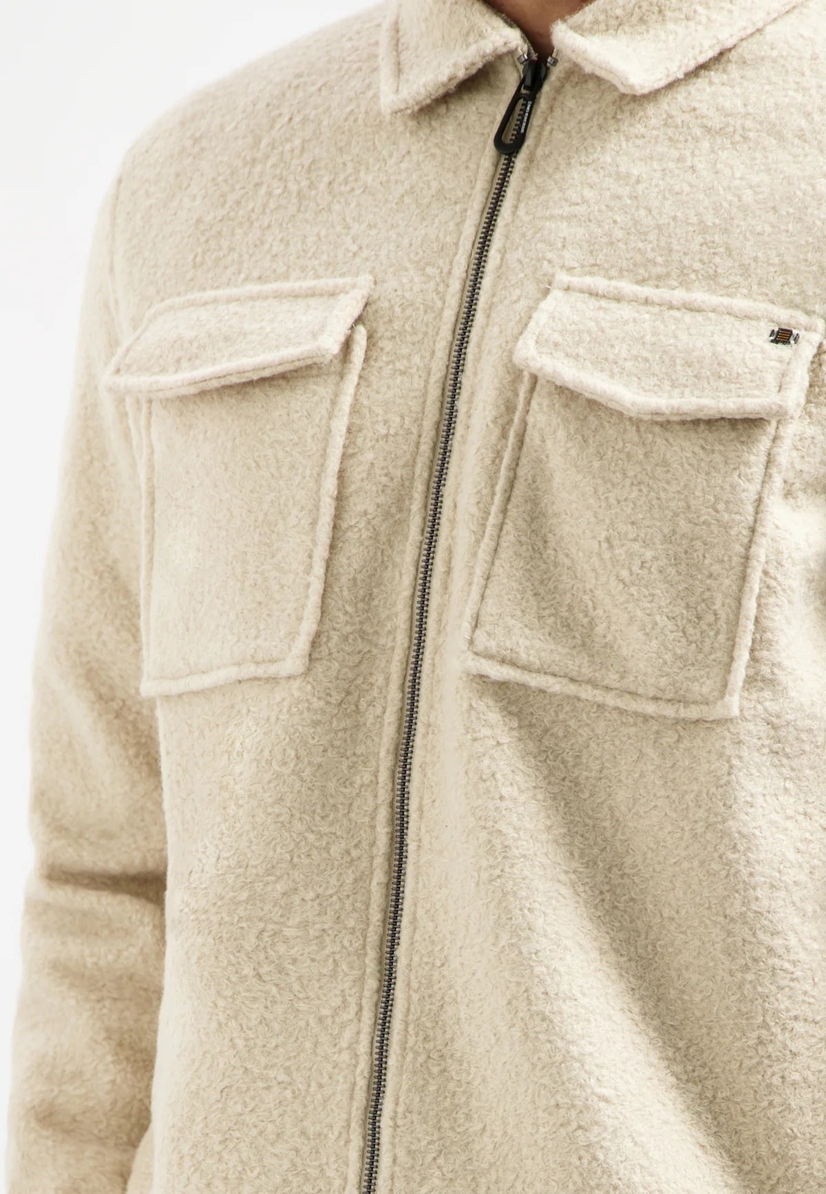 No Excess Full Zip Wool Look Overshirt - Kit