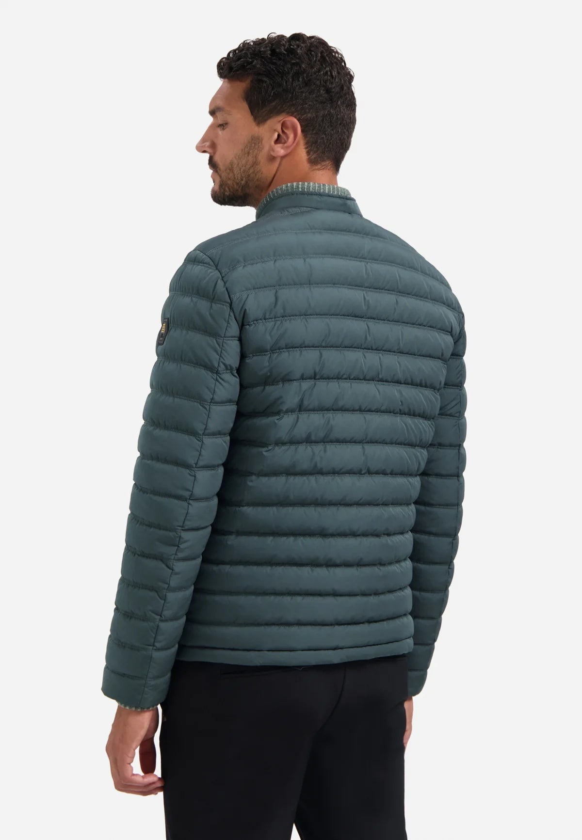 No Excess Padded Jacket with Knited Detailing - Dark Steel