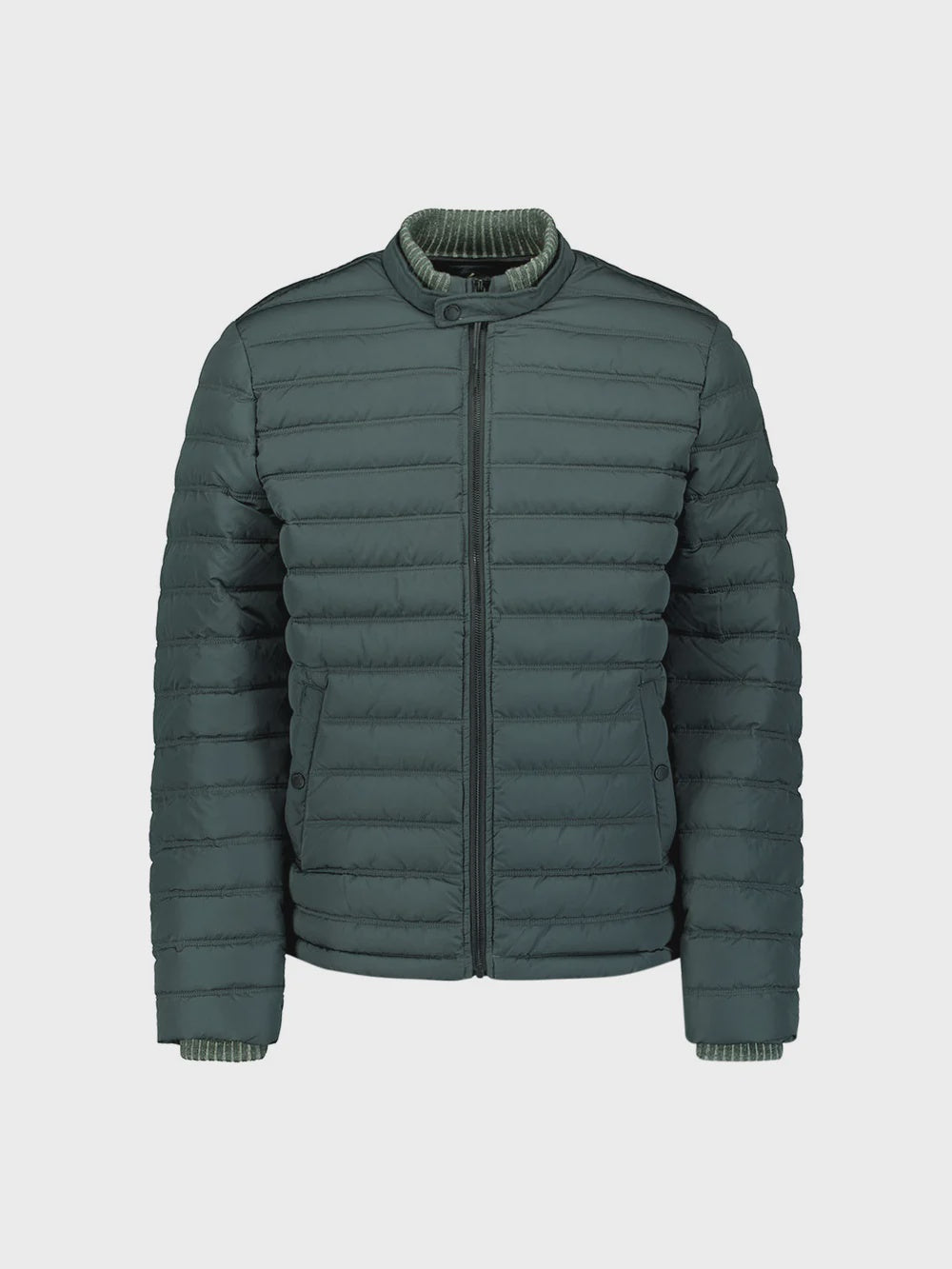 No Excess Padded Jacket with Knited Detailing - Dark Steel