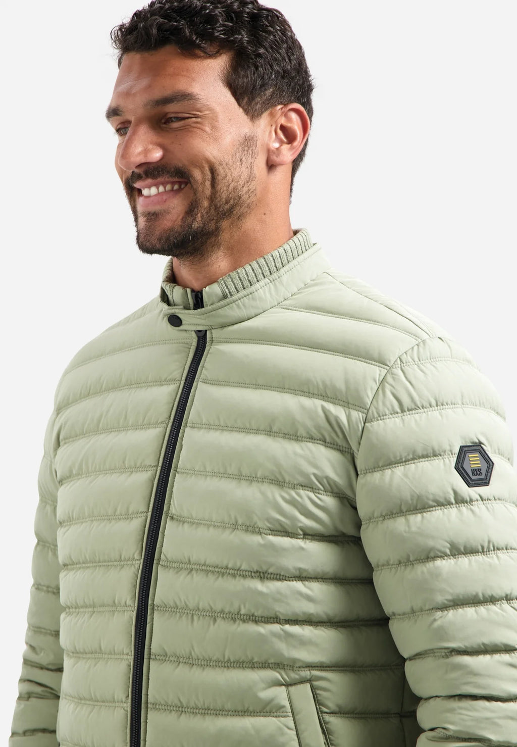 No Excess Padded Jacket with Knited Detailing - Light Moss
