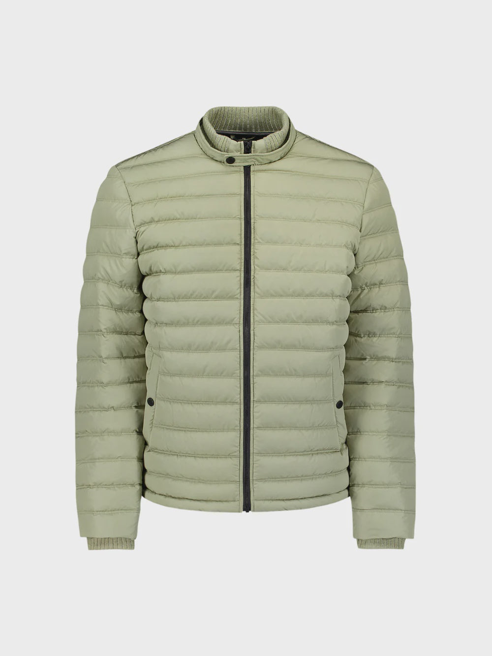 No Excess Padded Jacket with Knited Detailing - Light Moss