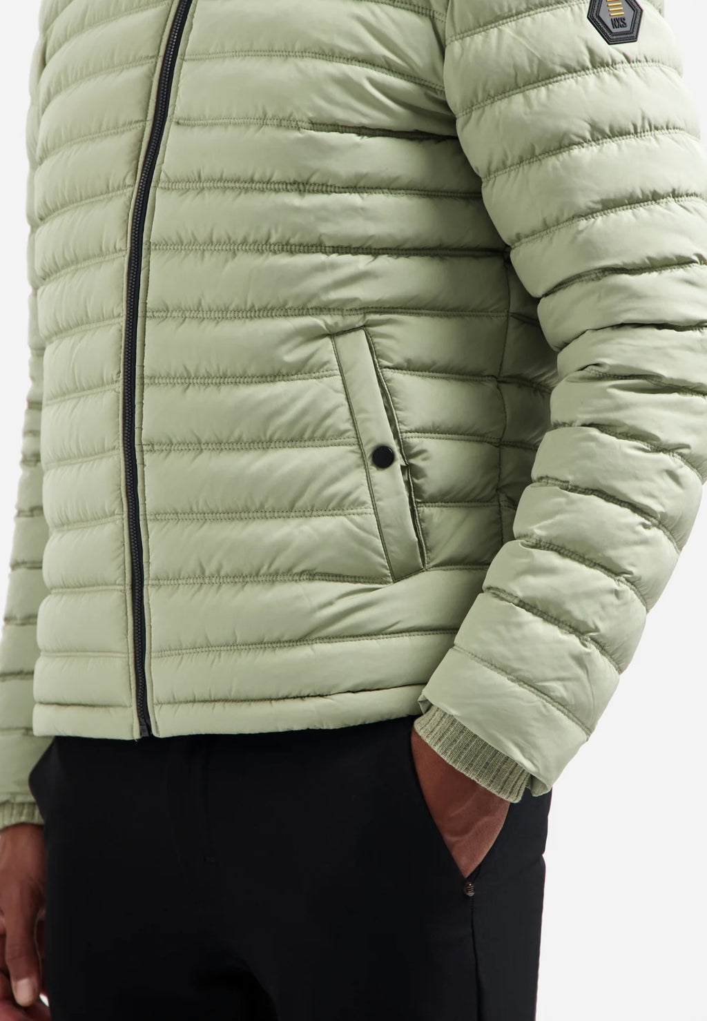 No Excess Padded Jacket with Knited Detailing - Light Moss