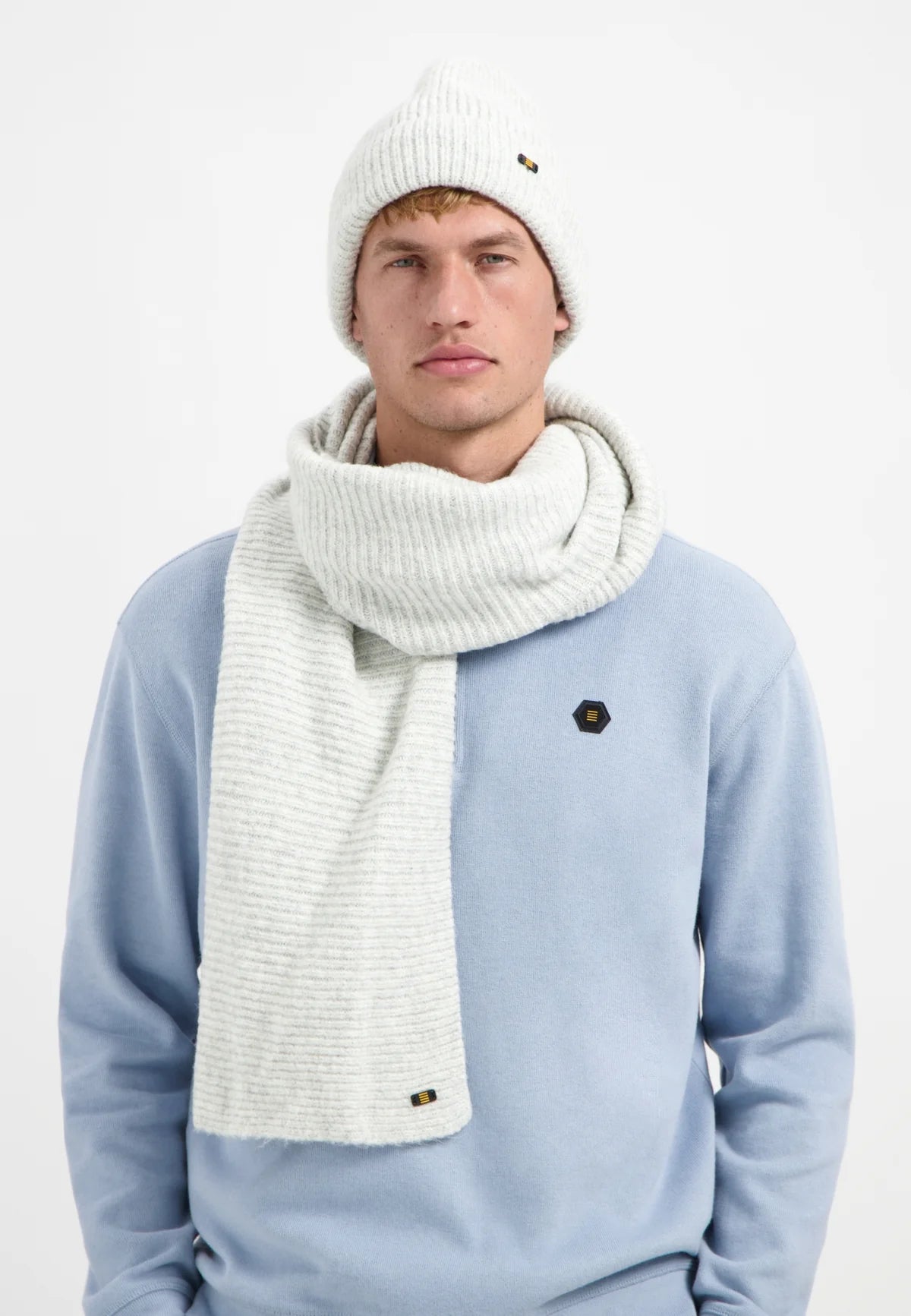 No Excess Beanie & Scarf Knit Set - Grey Melange