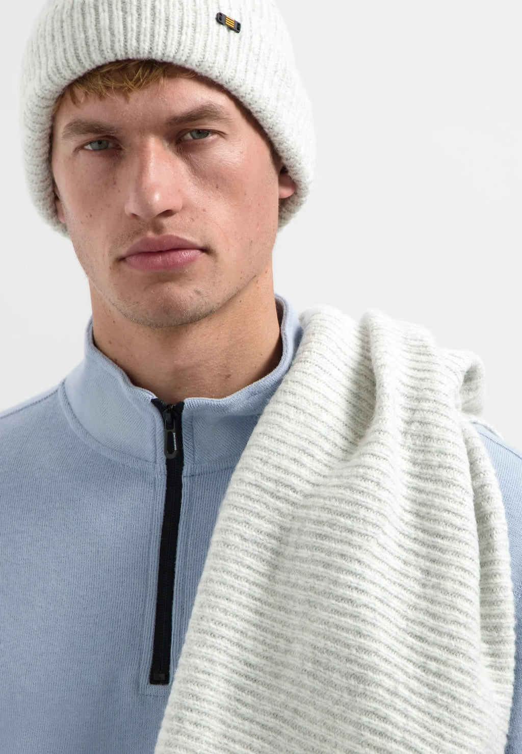 No Excess Beanie & Scarf Knit Set - Grey Melange