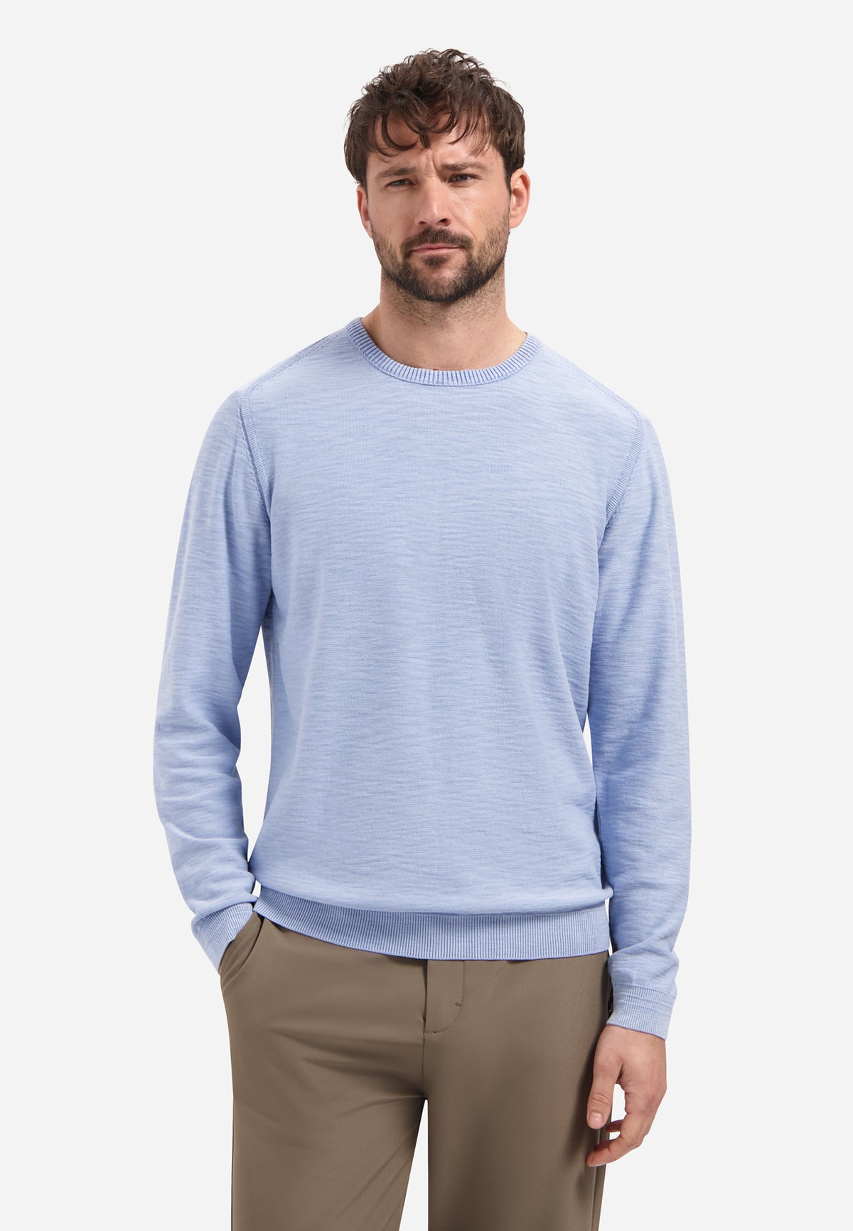 No Excess Crewneck Pullover Stone Washed Jumper - Blue
