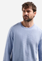No Excess Crewneck Pullover Stone Washed Jumper - Blue