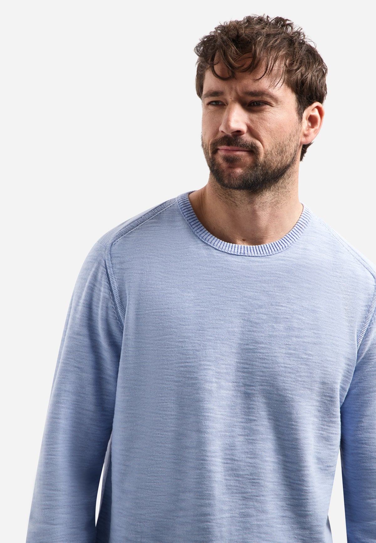 No Excess Crewneck Pullover Stone Washed Jumper - Blue