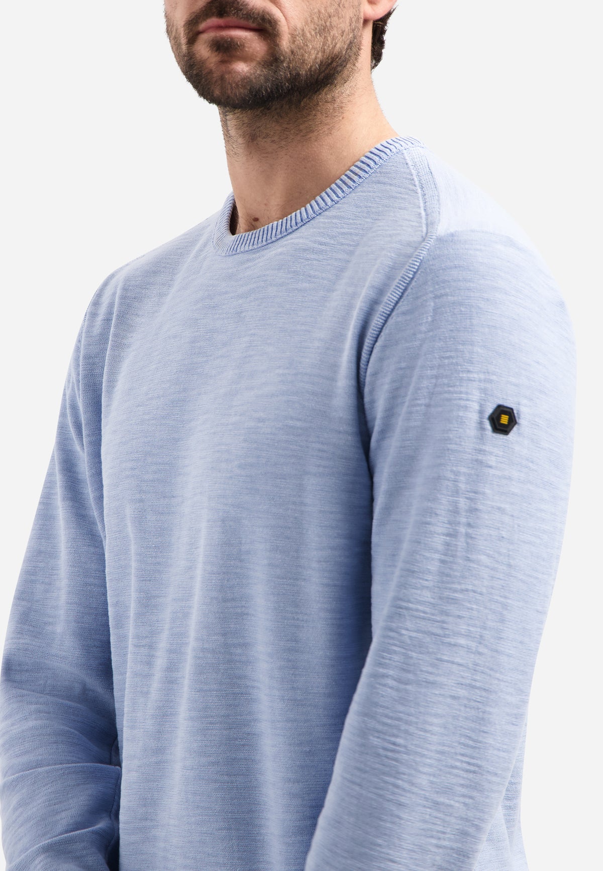 No Excess Crewneck Pullover Stone Washed Jumper - Blue