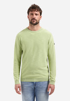 No Excess Crewneck Pullover Stone Washed Jumper - Green