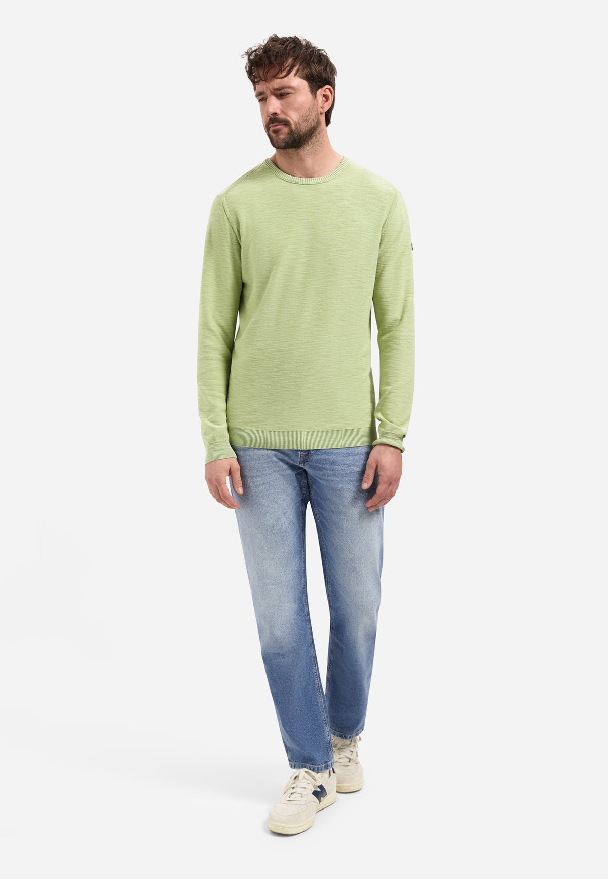 No Excess Crewneck Pullover Stone Washed Jumper - Green