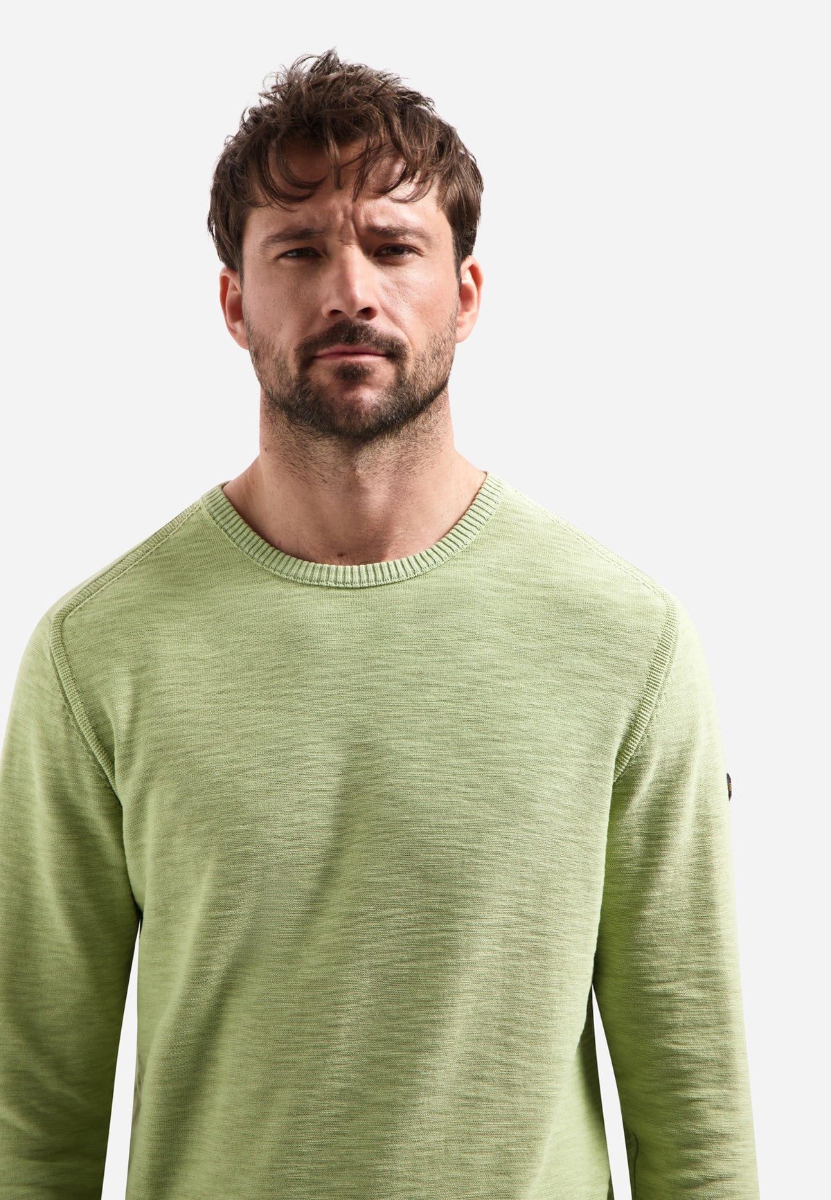 No Excess Crewneck Pullover Stone Washed Jumper - Green