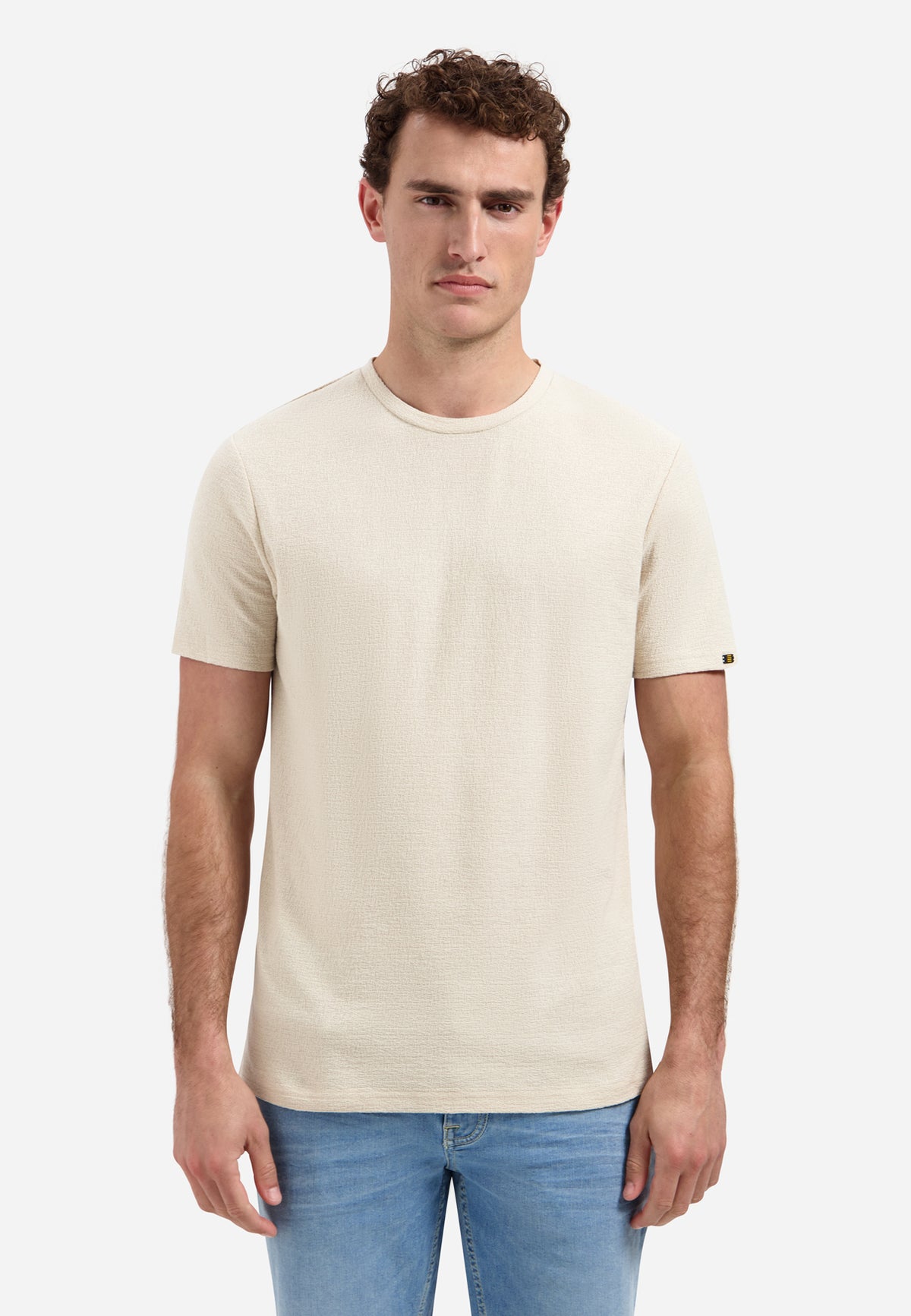 No Excess Jacquard Crepe Plain Tee - Desert