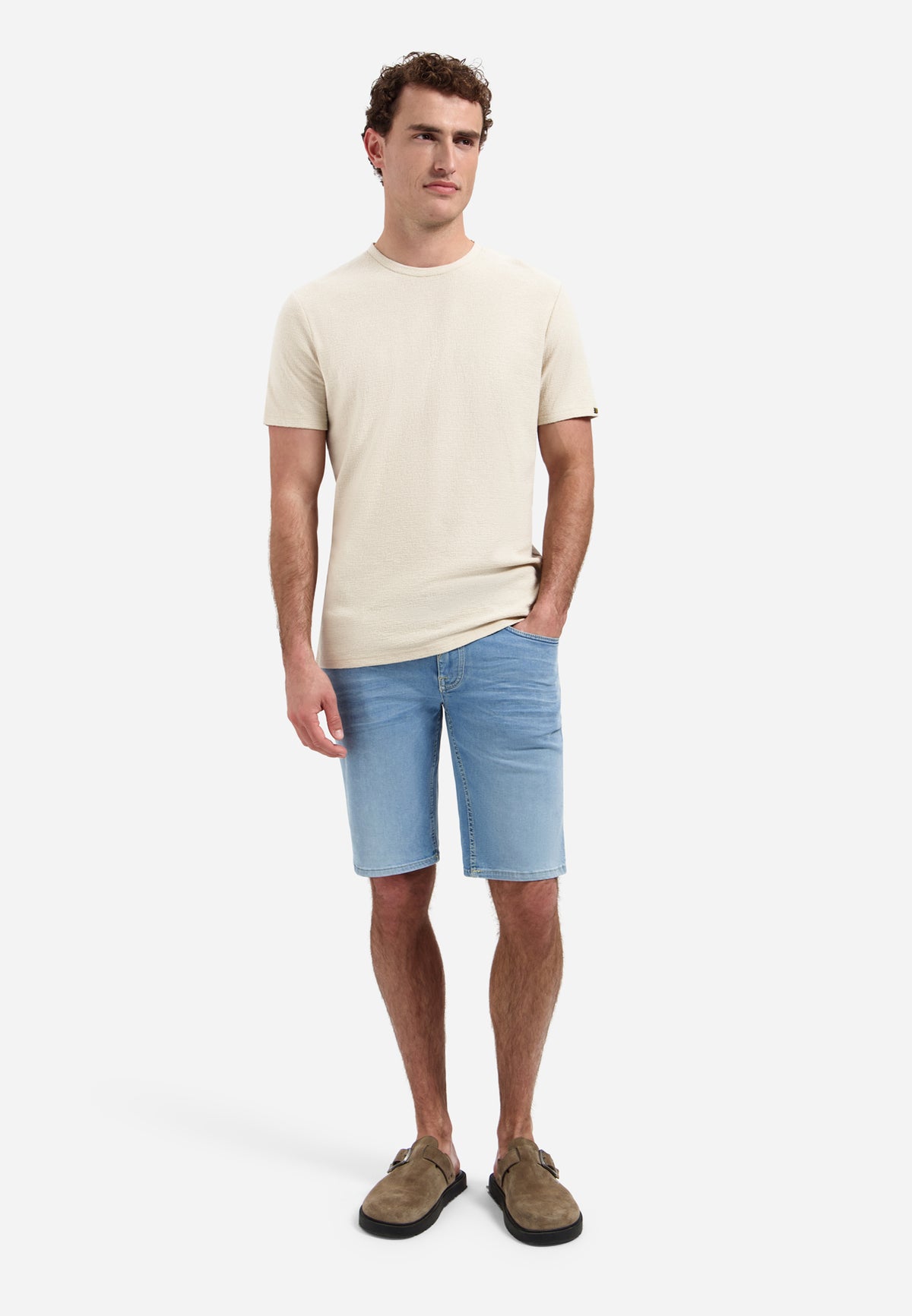 No Excess Jacquard Crepe Plain Tee - Desert