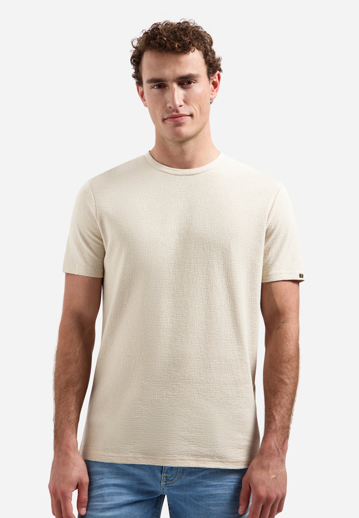 No Excess Jacquard Crepe Plain Tee - Desert