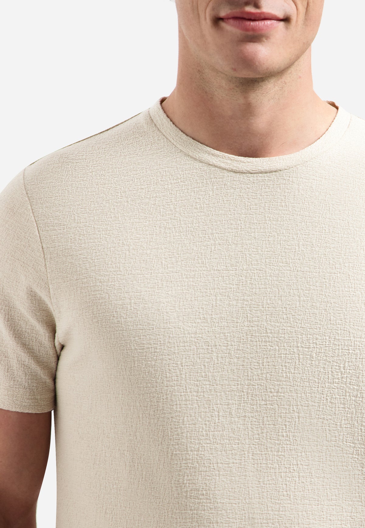 No Excess Jacquard Crepe Plain Tee - Desert