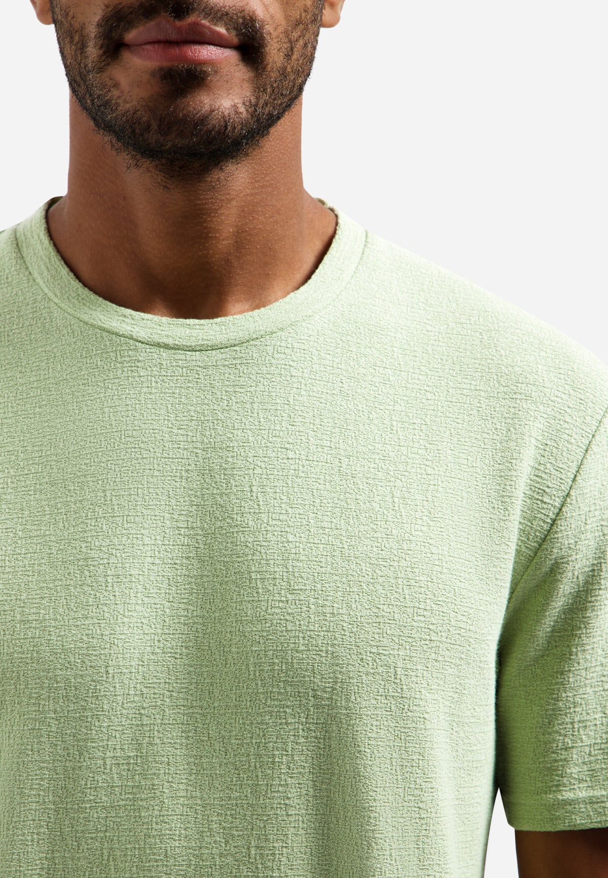 No Excess Jacquard Crepe Plain Tee - Green