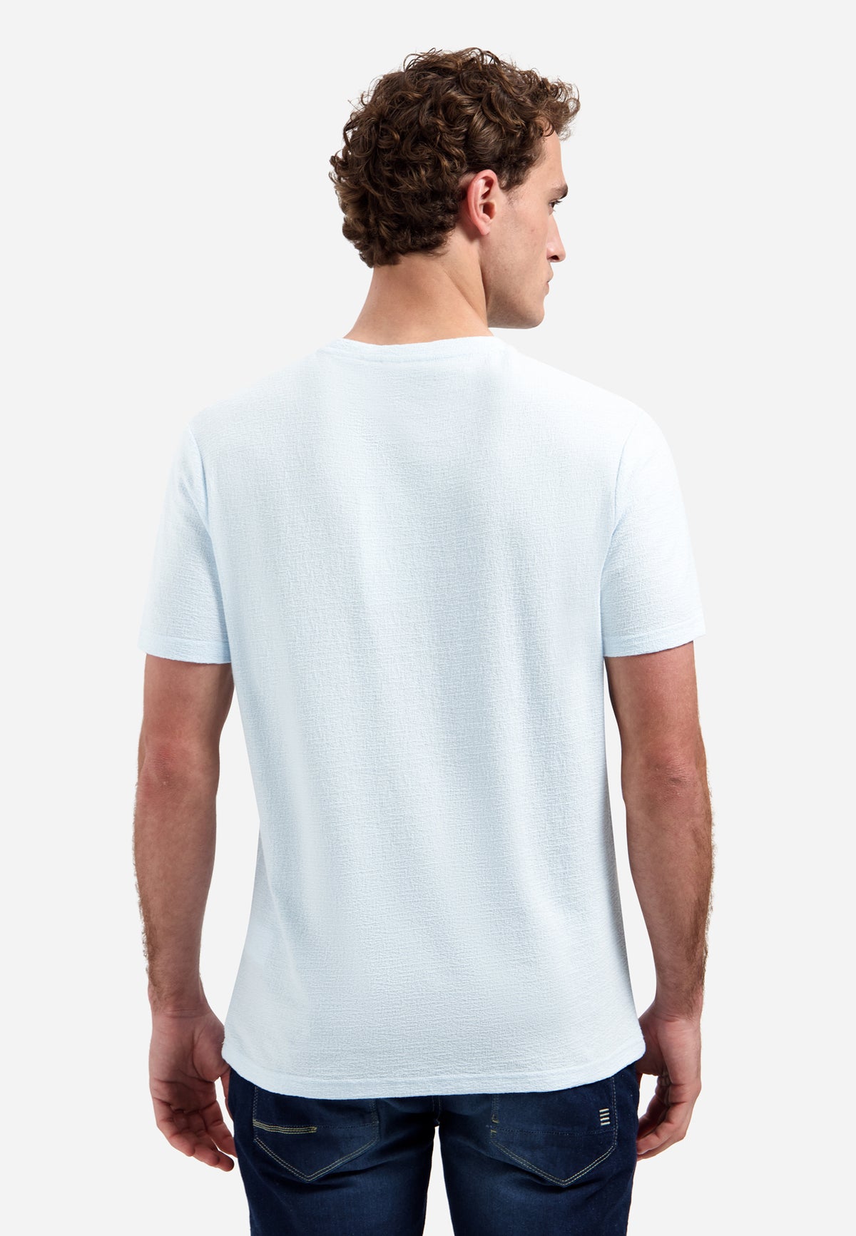No Excess Jacquard Crepe Plain Tee - Sky