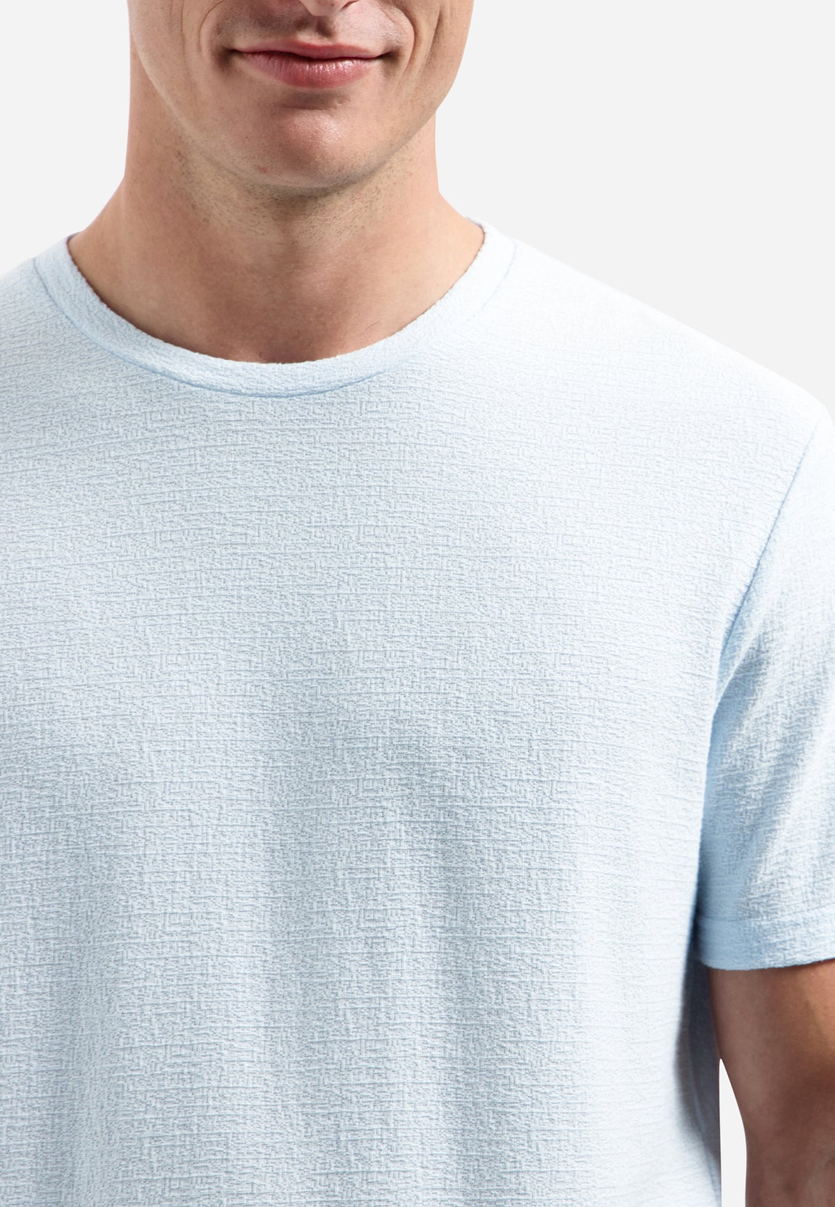 No Excess Jacquard Crepe Plain Tee - Sky