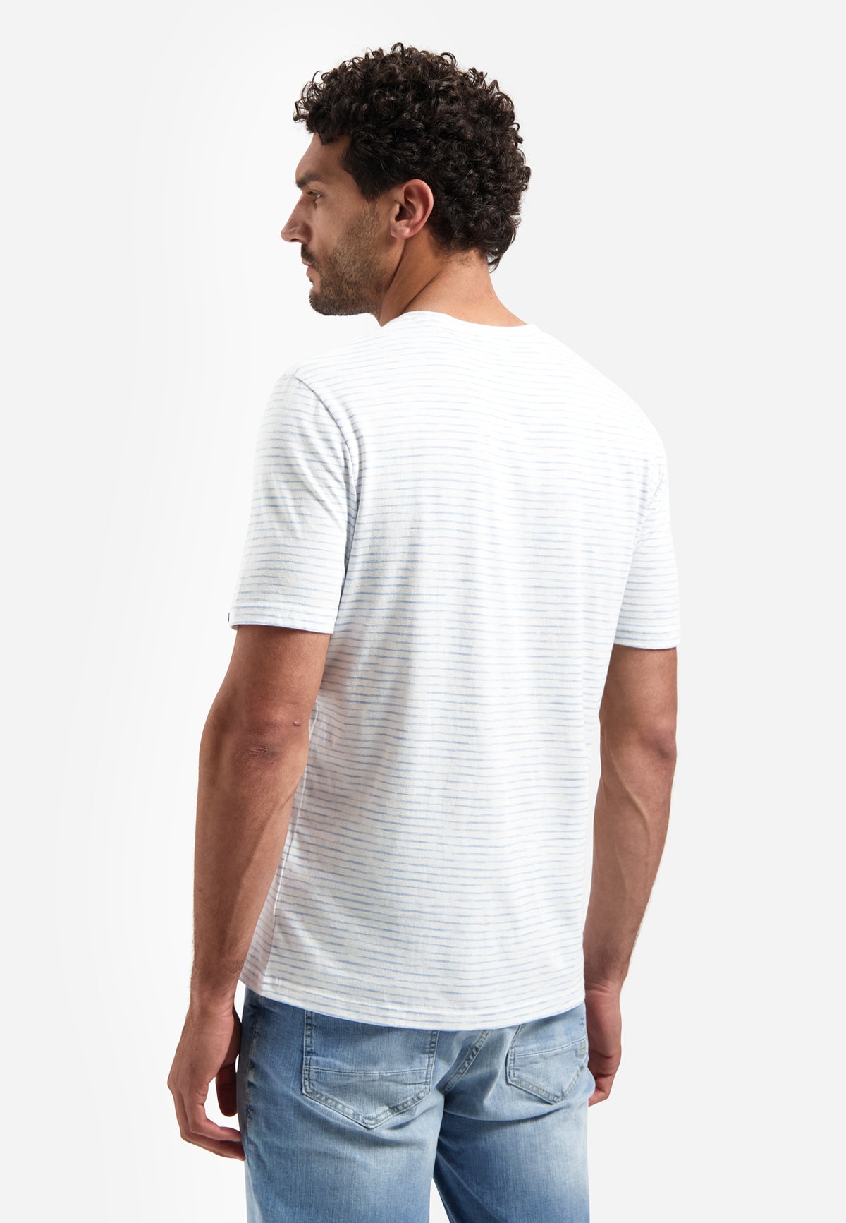 No Excess Striped Crewneck Tee - Blue