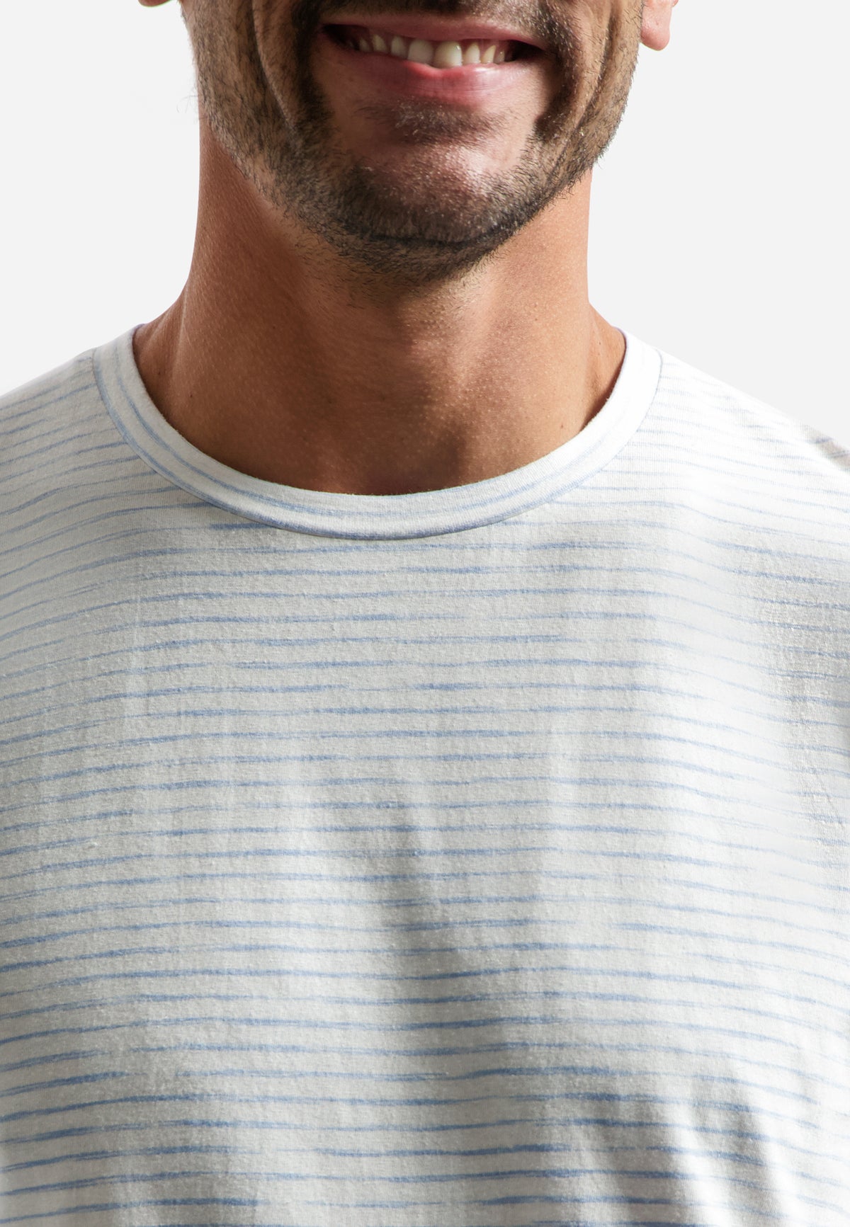 No Excess Striped Crewneck Tee - Blue