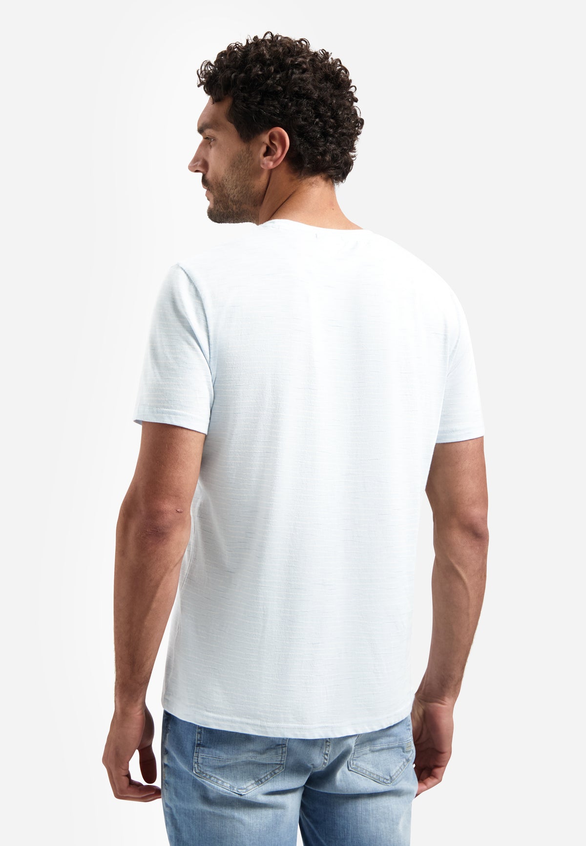 No Excess Striped Crewneck Tee - Sky