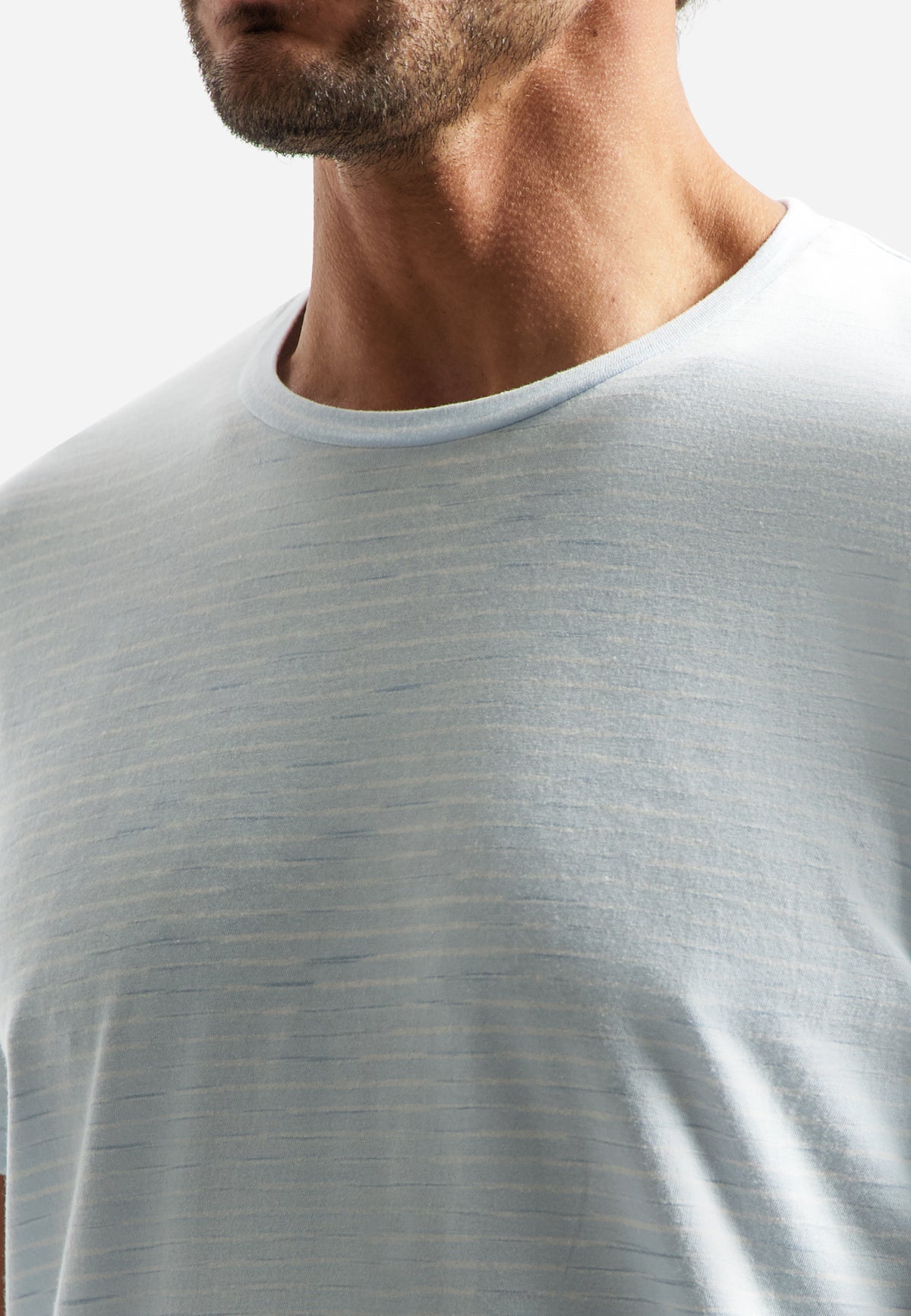 No Excess Striped Crewneck Tee - Sky