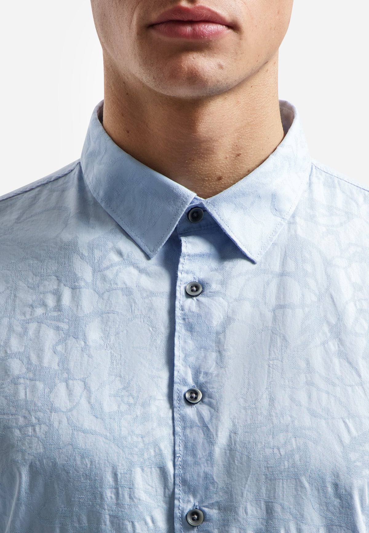 No Excess Long Sleeve Shirt: Jacquard Print - Blue