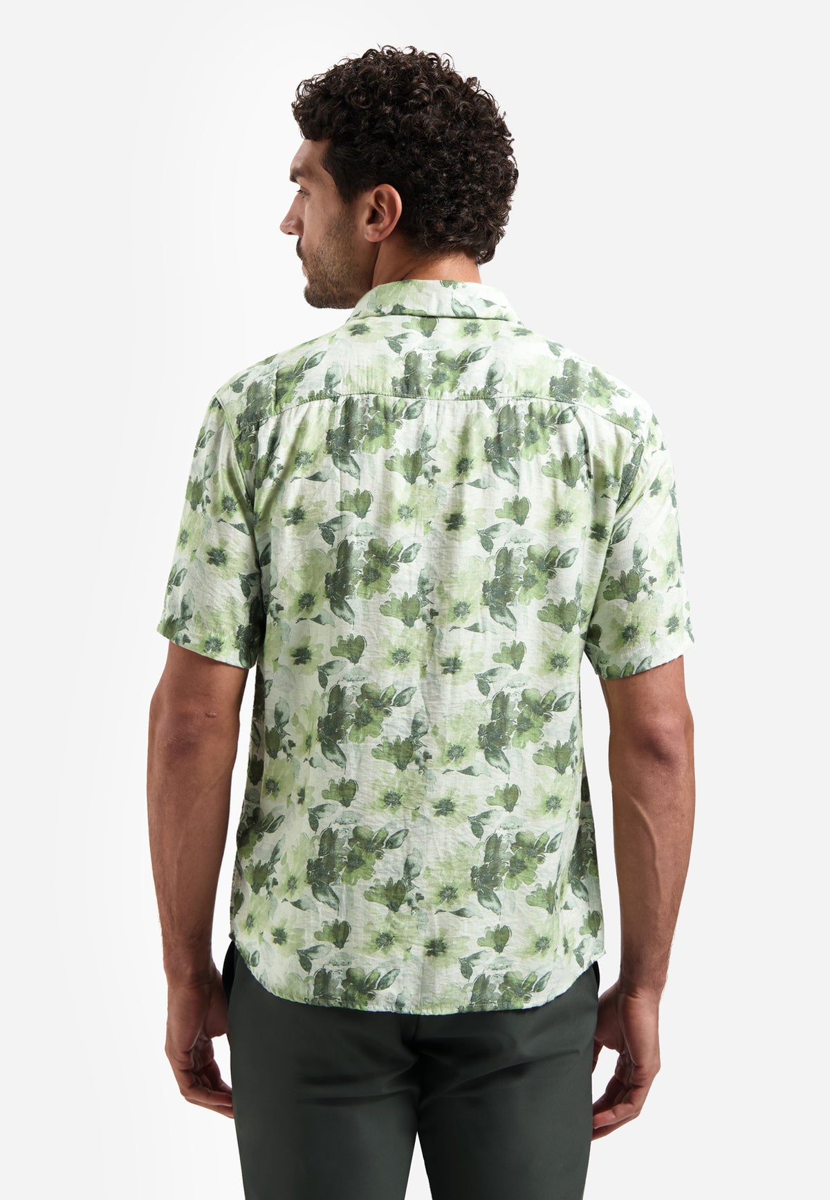 No Excess Short Sleeve Shirt: Botanical Print - Green