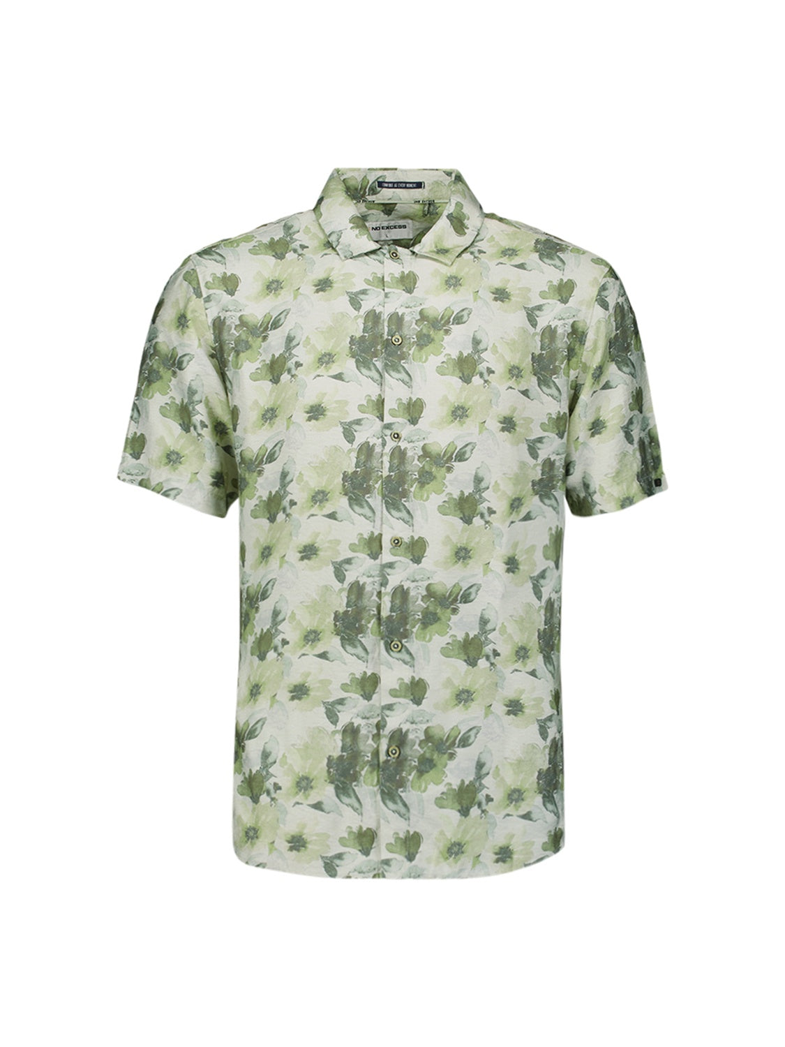 No Excess Short Sleeve Shirt: Botanical Print - Green