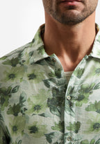 No Excess Short Sleeve Shirt: Botanical Print - Green