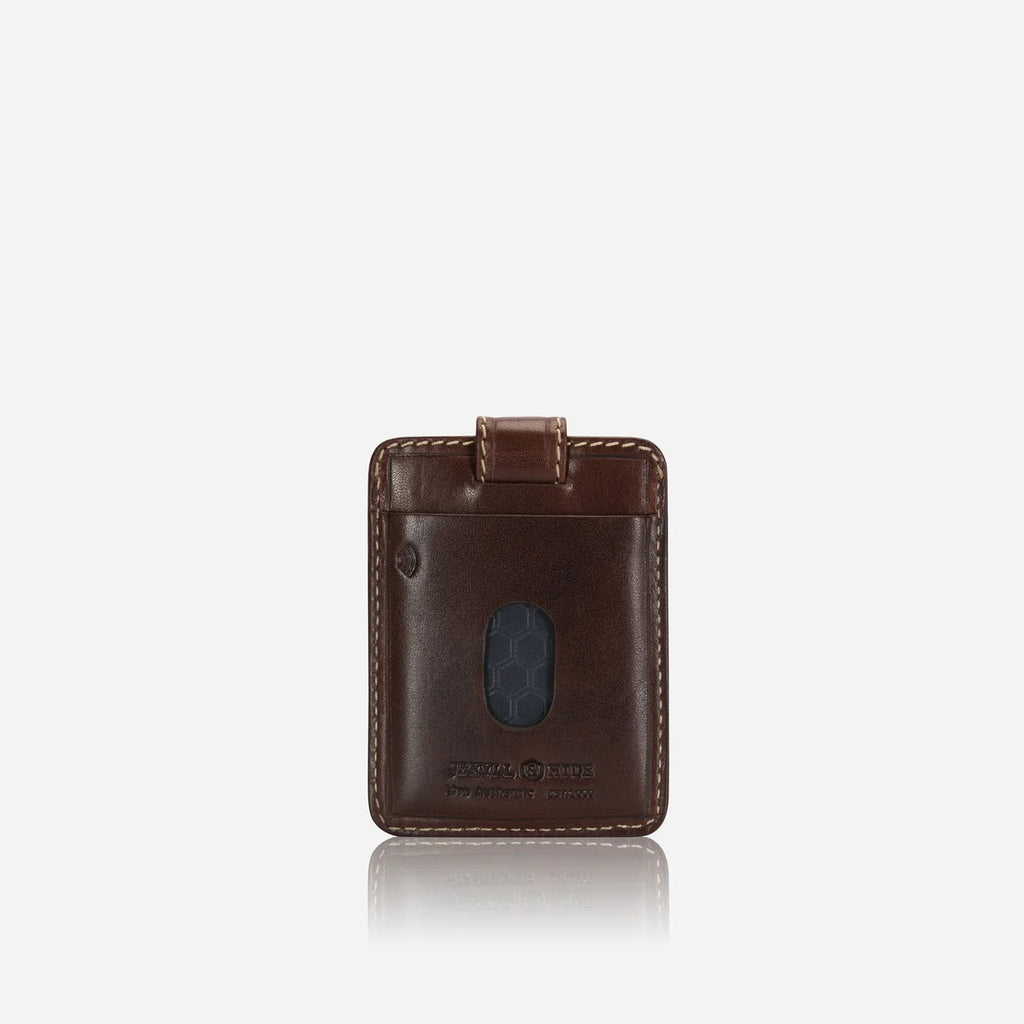 Compact Tab Pull Leather Wallet - Mocha