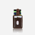 Compact Tab Pull Leather Wallet - Mocha