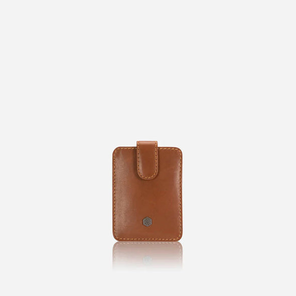 Compact Tab Pull Leather Wallet - Tan