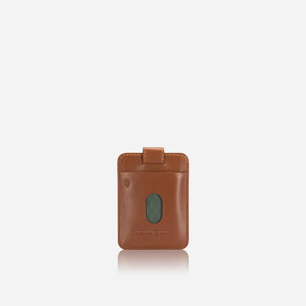Compact Tab Pull Leather Wallet - Tan