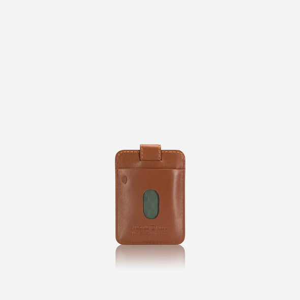 Compact Tab Pull Leather Wallet - Tan