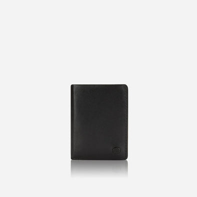 Slim Elasticated Leather Card Holder - Black