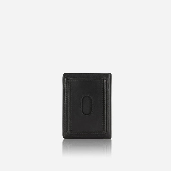 Slim Elasticated Leather Card Holder - Black