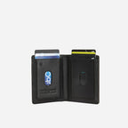 Slim Elasticated Leather Card Holder - Black