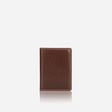 Slim Elasticated Leather Card Holder - Mocha